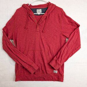 Lucky Brand Mens Red Hoodie Henley Pullover Medium